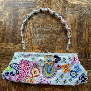 Far Nine Vintage Y2K Sequins  Embroidered Small Clutch Bag with chain